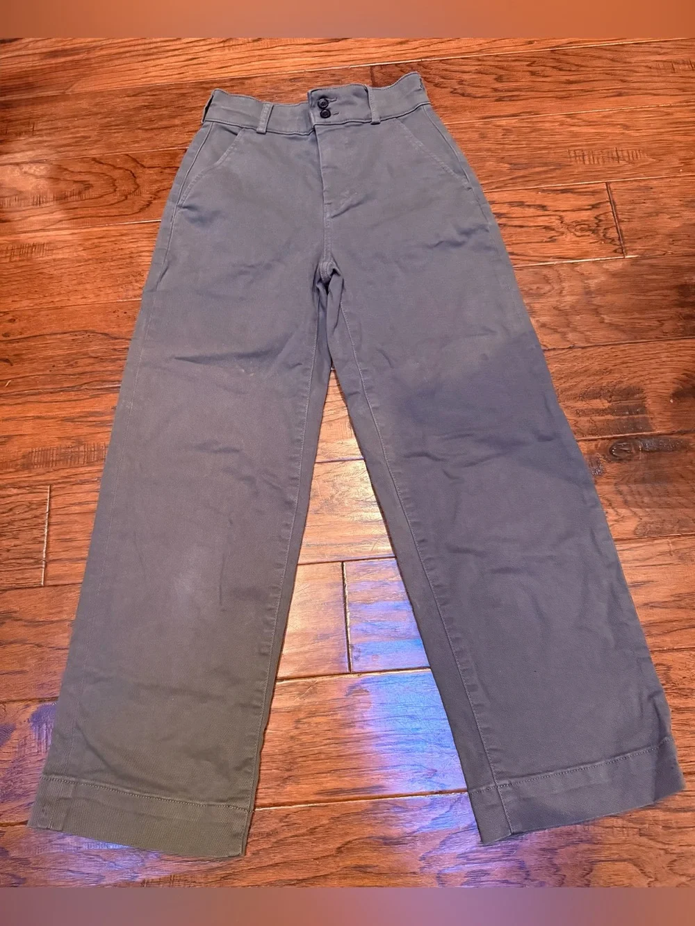 Everlane Organic Cotton Wide Leg Pants Size 0 Gray High Rise Heavyweight Twill